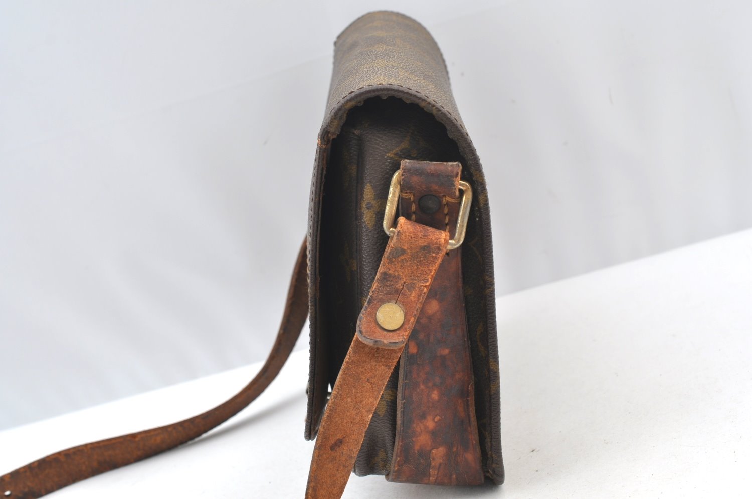 Auth Louis Vuitton Monogram Cartouchiere MM Shoulder Bag Old Model LV Junk K5128