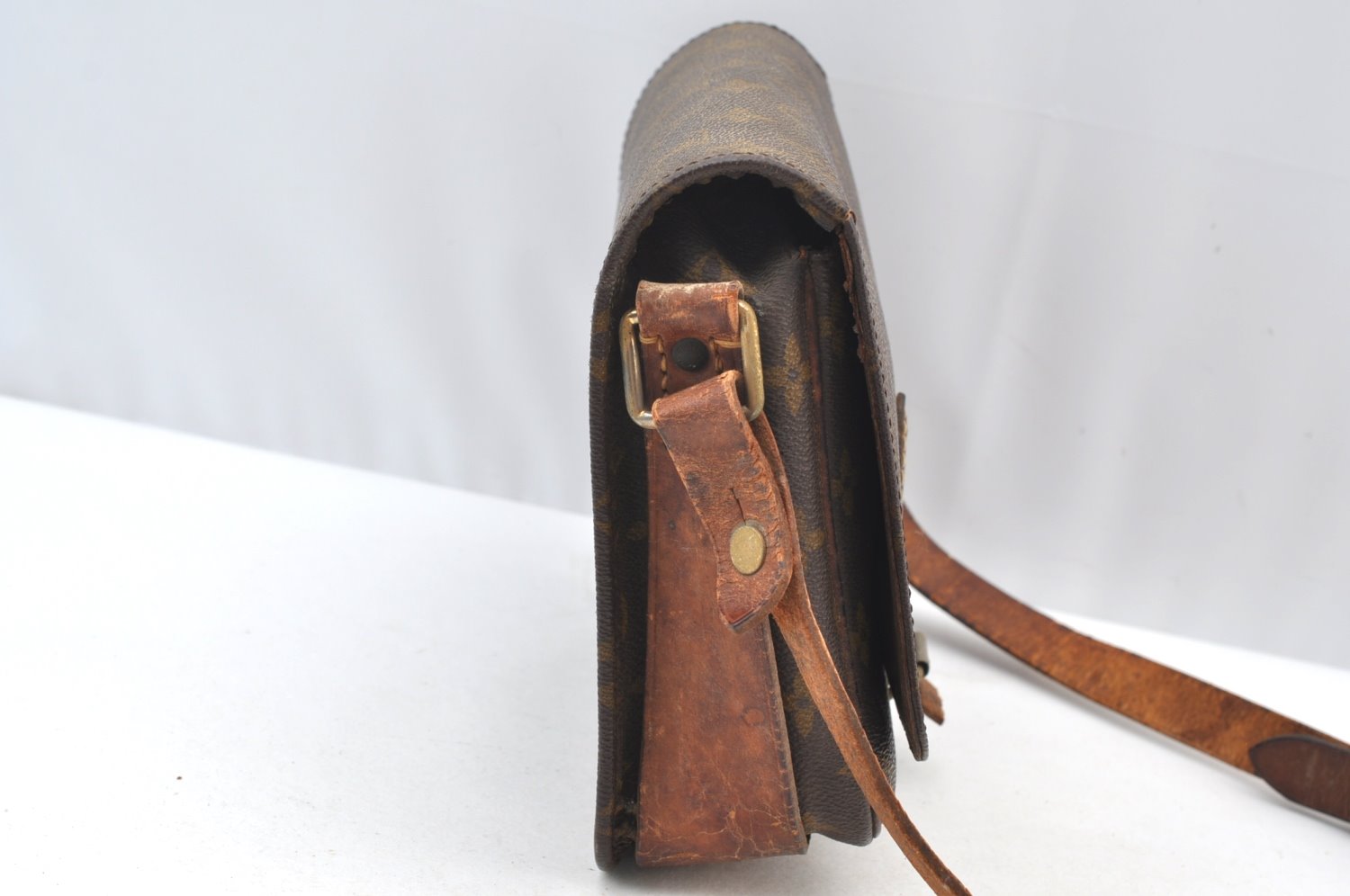 Auth Louis Vuitton Monogram Cartouchiere MM Shoulder Bag Old Model LV Junk K5128