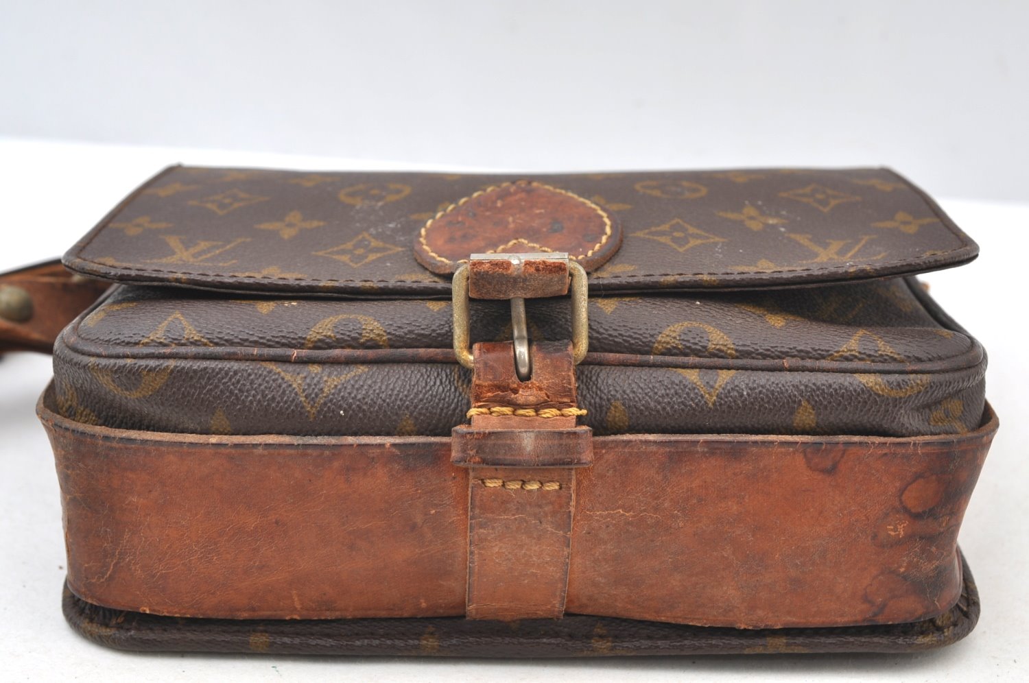 Auth Louis Vuitton Monogram Cartouchiere MM Shoulder Bag Old Model LV Junk K5128