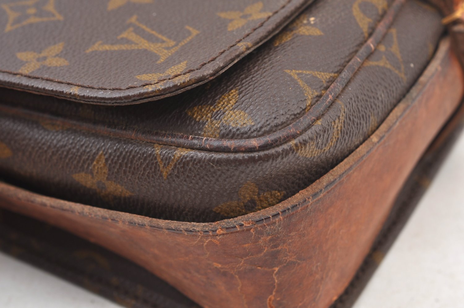 Auth Louis Vuitton Monogram Cartouchiere MM Shoulder Bag Old Model LV Junk K5128