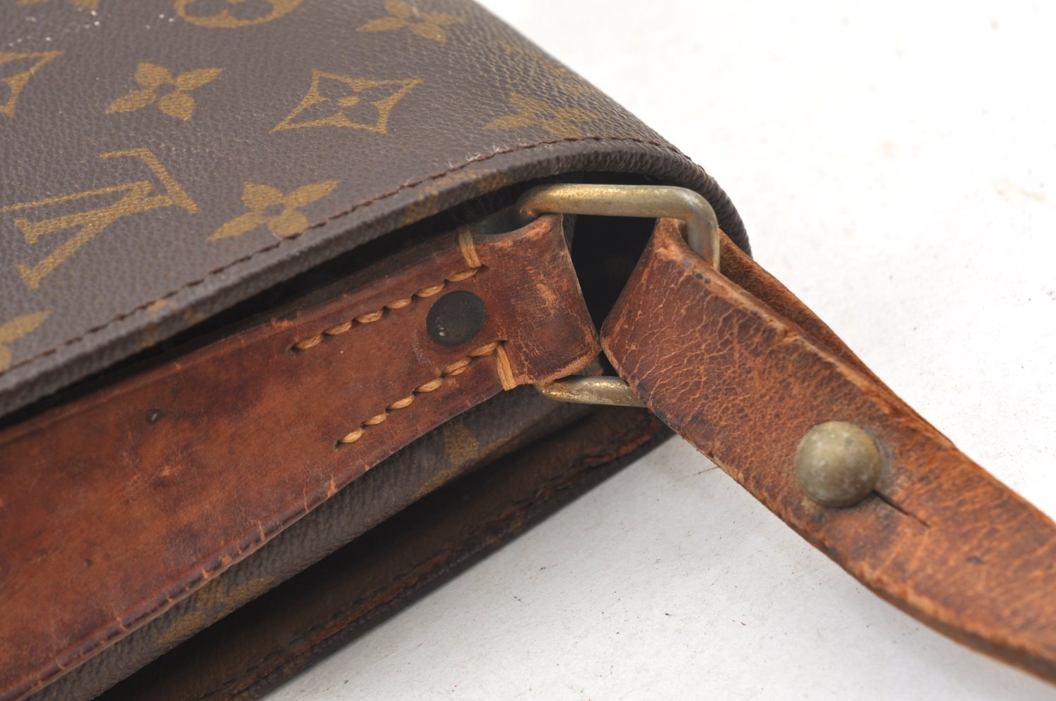 Auth Louis Vuitton Monogram Cartouchiere MM Shoulder Bag Old Model LV Junk K5128