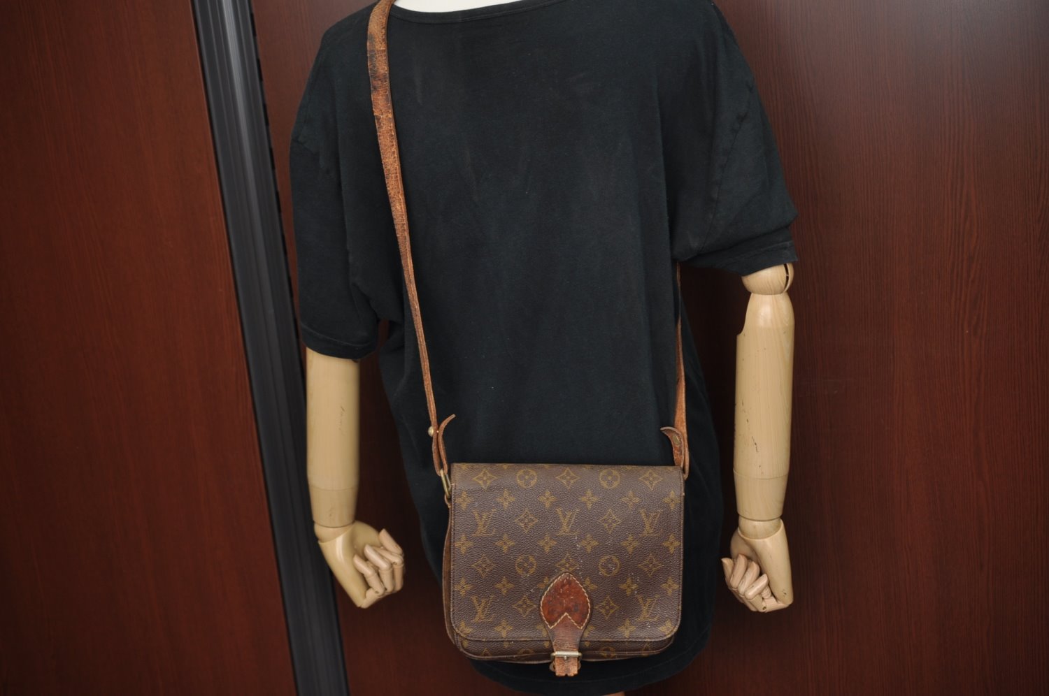 Auth Louis Vuitton Monogram Cartouchiere MM Shoulder Bag Old Model LV Junk K5128