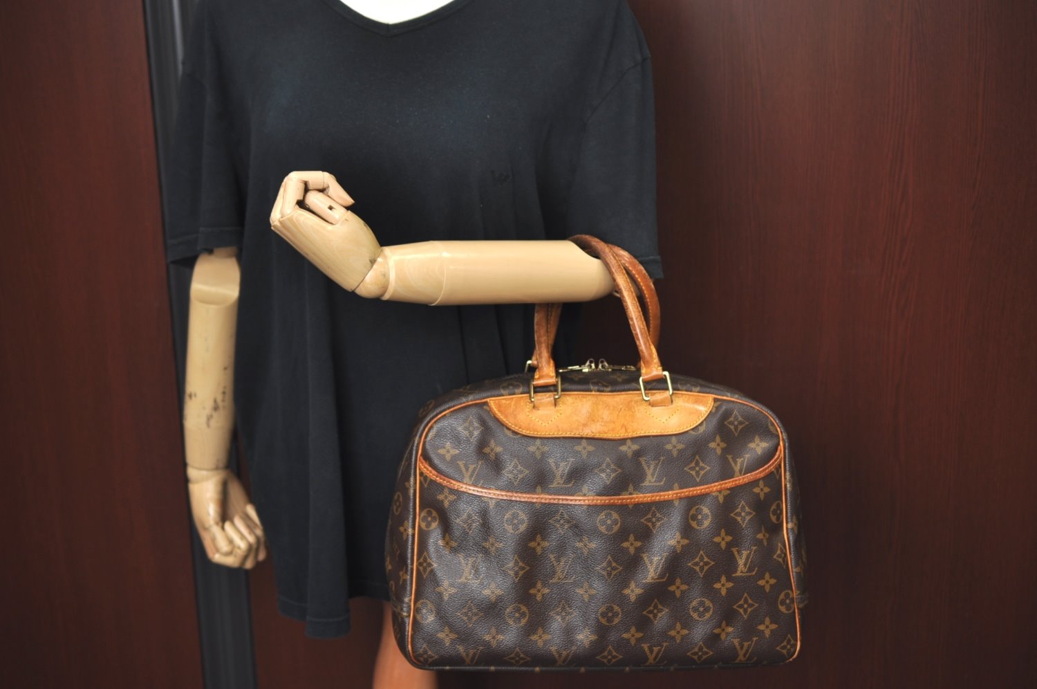 Authentic Louis Vuitton Monogram Deauville Hand Bag M47270 LV K5130