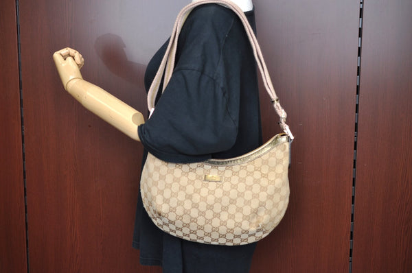 Authentic GUCCI Sherry Line Shoulder Bag GG Canvas Leather 181092 Beige K5135