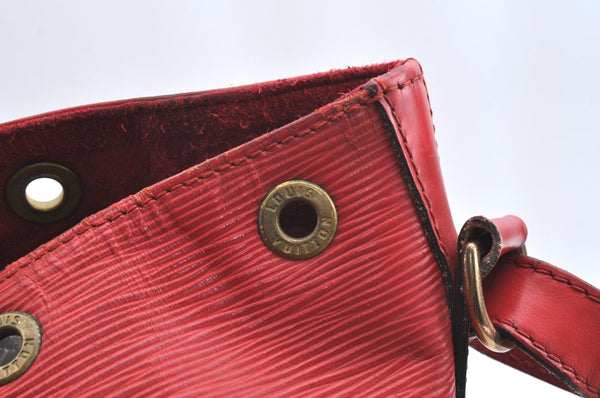 Authentic Louis Vuitton Epi Petit Noe Shoulder Drawstring Bag M44107 Red K5145