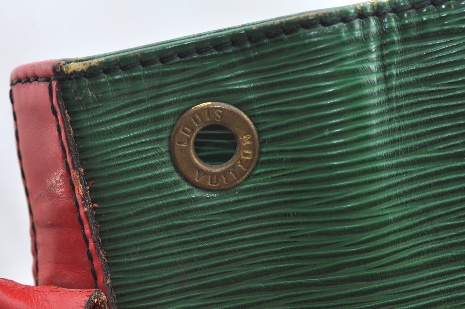 Auth Louis Vuitton Epi Petit Noe Bi-color Green x Red Drawstring Bag Junk K5146