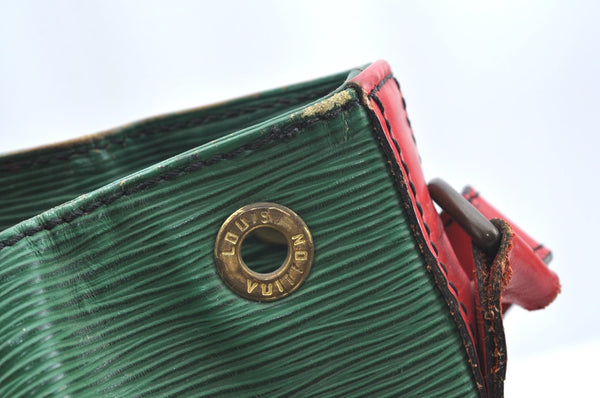 Auth Louis Vuitton Epi Petit Noe Bi-color Green x Red Drawstring Bag Junk K5146