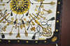 Authentic HERMES Carre 90 Scarf "LES CLES" Silk Black Gold White K5147