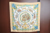 Authentic HERMES Carre 90 Scarf "CHEVAUX DE TRAIT" Silk Beige Blue K5164