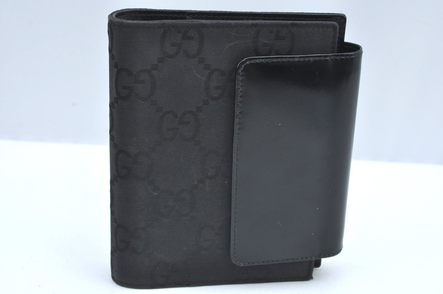 Authentic GUCCI Notebook Cover GG Nylon Leather Black K5173