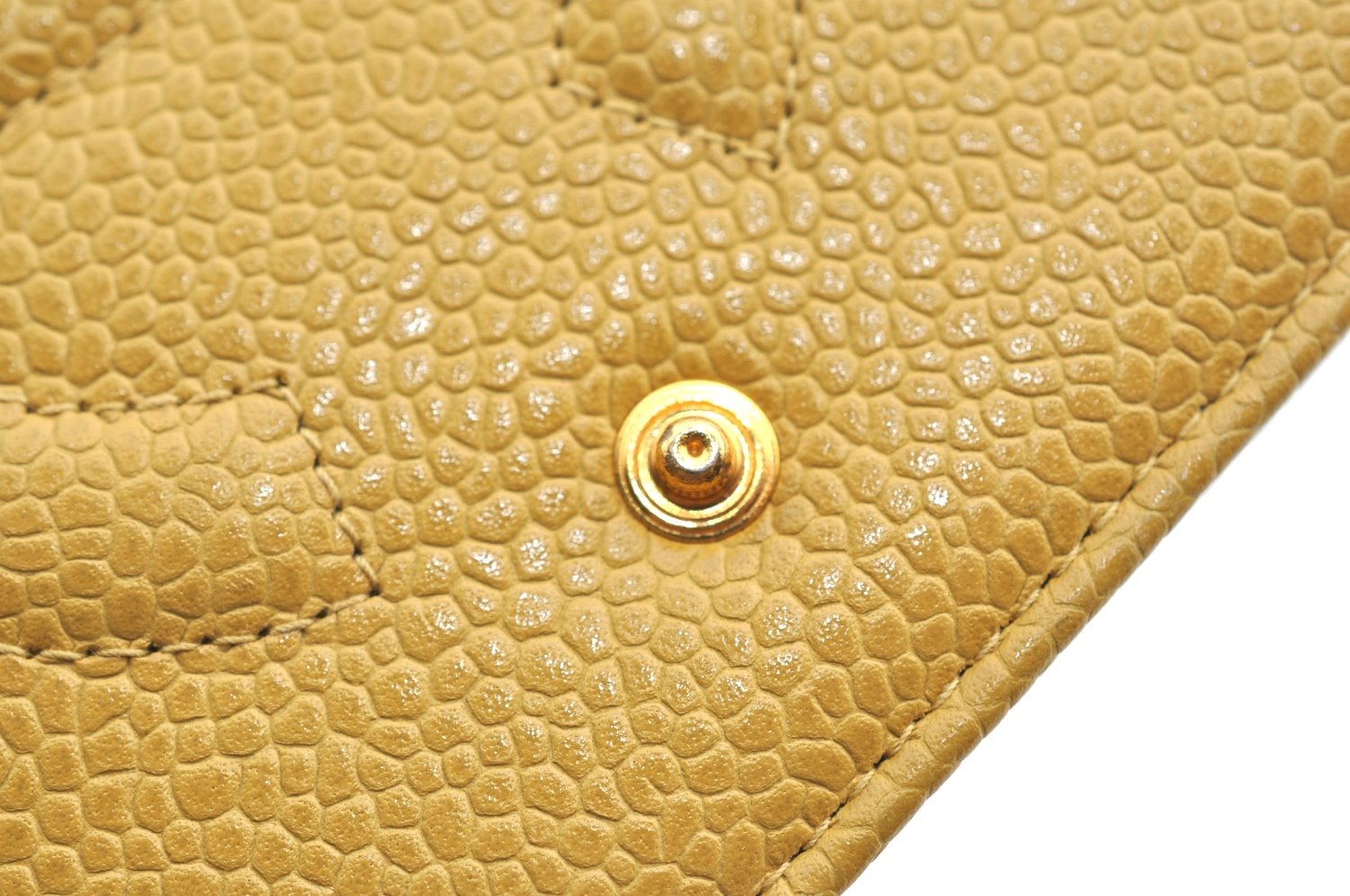 Authentic CHANEL Caviar Skin CoCo Mark Agenda Notebook Cover Yellow K5186