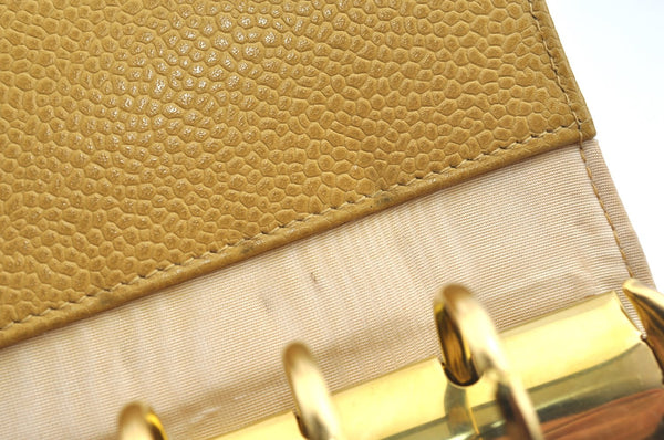 Authentic CHANEL Caviar Skin CoCo Mark Agenda Notebook Cover Yellow K5186