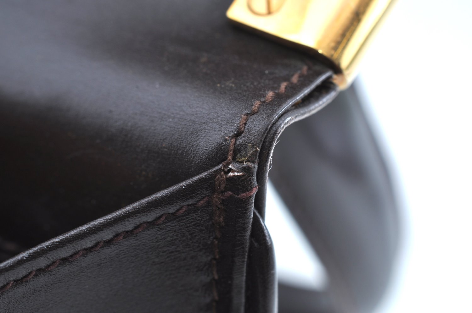 Authentic GUCCI Hand Bag Purse Leather Brown K5188