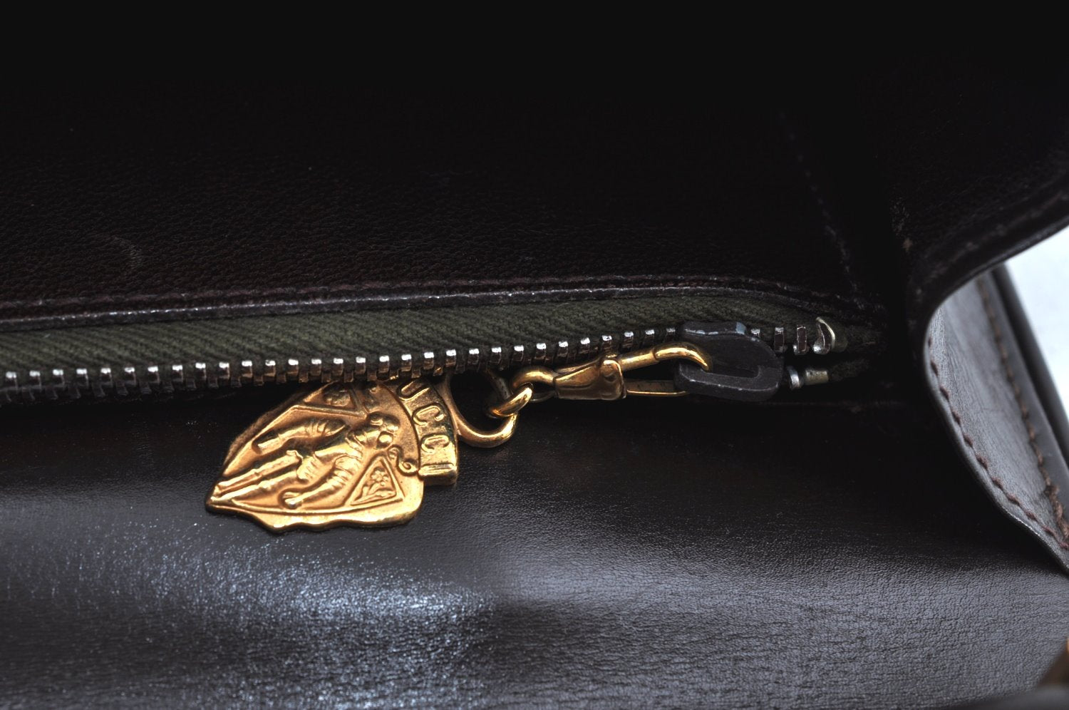 Authentic GUCCI Hand Bag Purse Leather Brown K5188