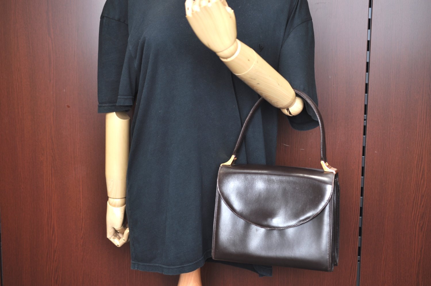 Authentic GUCCI Hand Bag Purse Leather Brown K5188