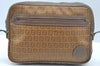 Authentic FENDI Zucchino Shoulder Cross Body Bag Purse PVC Leather Brown K5216