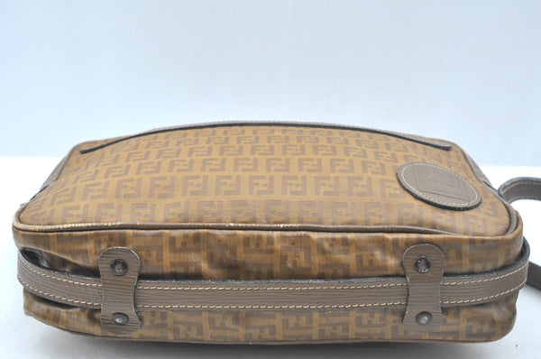 Authentic FENDI Zucchino Shoulder Cross Body Bag Purse PVC Leather Brown K5216