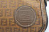 Authentic FENDI Zucchino Shoulder Cross Body Bag Purse PVC Leather Brown K5216