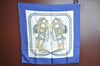 Authentic HERMES Carre 90 Scarf "BRIDES de GALA par" Silk Blue K5234