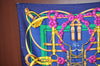 Authentic HERMES Carre 90 Scarf "Grand Manege" Silk Navy Blue K5236