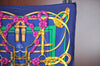 Authentic HERMES Carre 90 Scarf "Grand Manege" Silk Navy Blue K5236