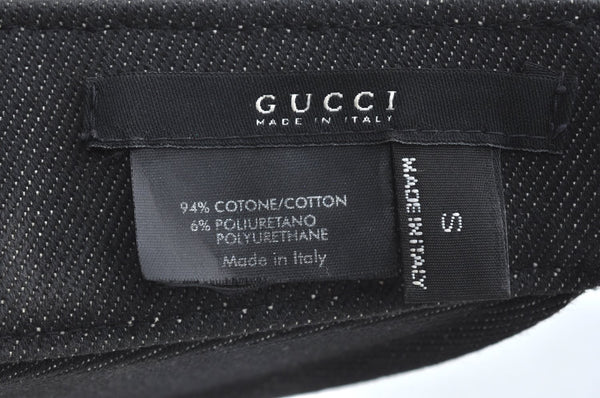 Auth GUCCI Web Sherry Line Sun Visor Denim Canvas Leather Size S Black K5237