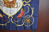 Authentic HERMES Carre 90 Scarf "SPRINGS" Silk Navy Blue K5256