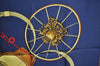 Authentic HERMES Carre 90 Scarf "SPRINGS" Silk Navy Blue K5256