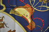 Authentic HERMES Carre 90 Scarf "SPRINGS" Silk Navy Blue K5256
