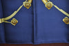 Authentic HERMES Carre 90 Scarf "SPRINGS" Silk Navy Blue K5256
