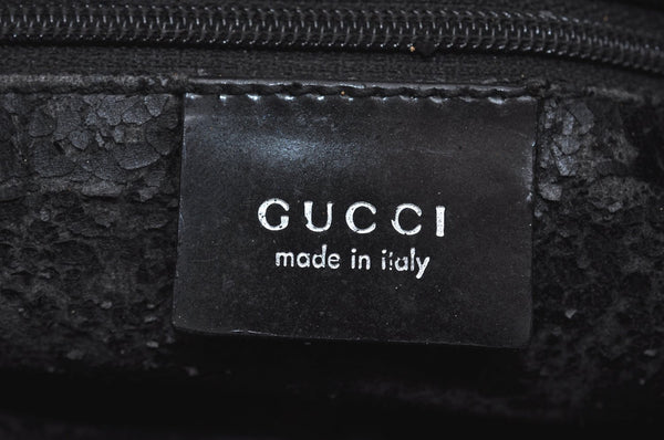 Authentic GUCCI Shoulder Hand Bag Purse Satin Leather 0013017 Black Junk K5264