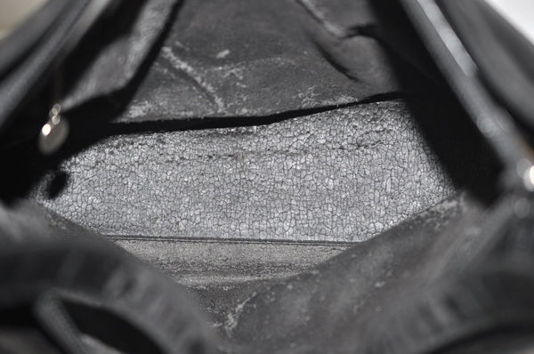 Authentic GUCCI Shoulder Hand Bag Purse Satin Leather 0013017 Black Junk K5264