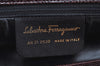 Authentic Salvatore Ferragamo Vara Leather Shoulder Tote Bag Brown Red SF K5266