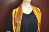 Authentic HERMES Pleats Scarf "CARPE DIEM" Silk Orange Yellow K5267