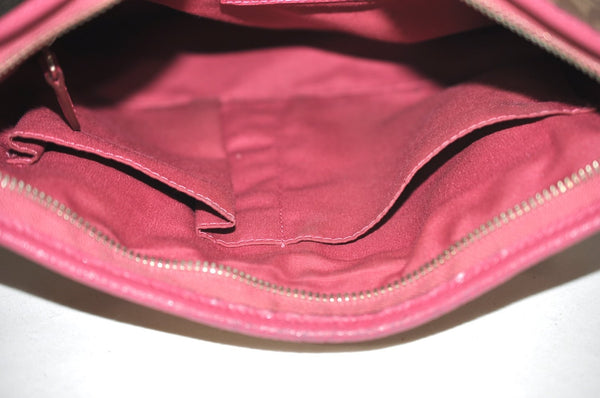 Authentic COACH Signature Shoulder Cross Body Bag PVC Leather Brown Pink K5271