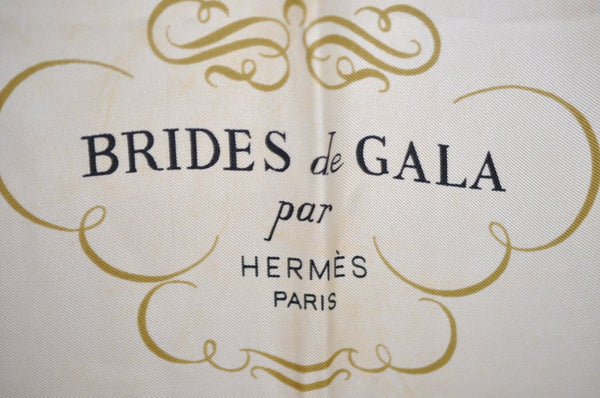 Authentic HERMES Carre 90 Scarf "BRIDES de GALA par" Silk Red K5291