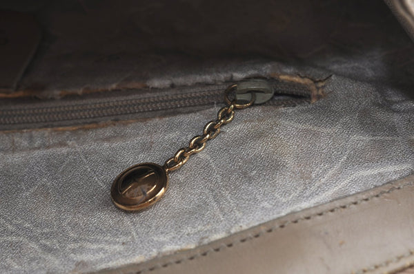 Authentic GUCCI Hand Bag Purse Leather Beige K5302