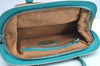 Authentic FENDI Selleria Hand Bag Purse Straw Leather Beige Light Blue K5339