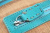 Authentic FENDI Selleria Hand Bag Purse Straw Leather Beige Light Blue K5339