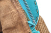 Authentic FENDI Selleria Hand Bag Purse Straw Leather Beige Light Blue K5339