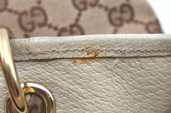 Authentic GUCCI Eclipse Shoulder Hand Bag GG Canvas Leather 120837 Brown K5340