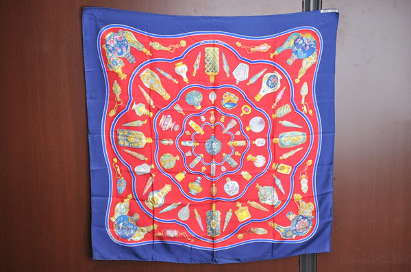 Authentic HERMES Carre 90 Scarf "Pourvu qu'on ait l'ivresse" Silk Blue K5351