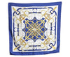Authentic HERMES Carre 90 Scarf "Eperon d'or" Silk Blue K5354