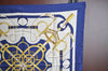 Authentic HERMES Carre 90 Scarf "Eperon d'or" Silk Blue K5354