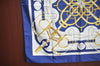 Authentic HERMES Carre 90 Scarf "Eperon d'or" Silk Blue K5354