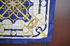 Authentic HERMES Carre 90 Scarf "Eperon d'or" Silk Blue K5354