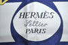 Authentic HERMES Carre 90 Scarf "Eperon d'or" Silk Blue K5354