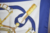 Authentic HERMES Carre 90 Scarf "Eperon d'or" Silk Blue K5354