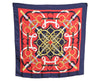Authentic HERMES Carre 90 Scarf "Eperon d'or" Silk Navy Blue K5363