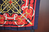 Authentic HERMES Carre 90 Scarf "Eperon d'or" Silk Navy Blue K5363